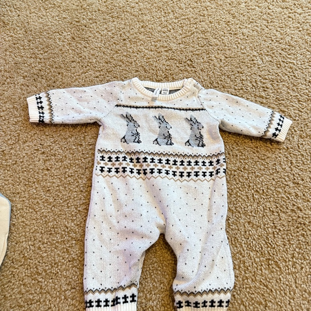 White and Black Baby Knit Onesie